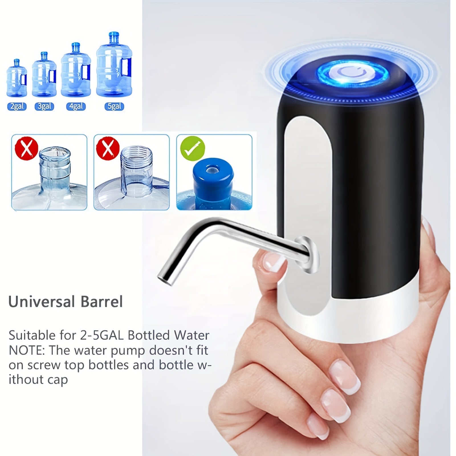 Sanhao Electric Water Bottle Pump with USB- Automatic Operation,