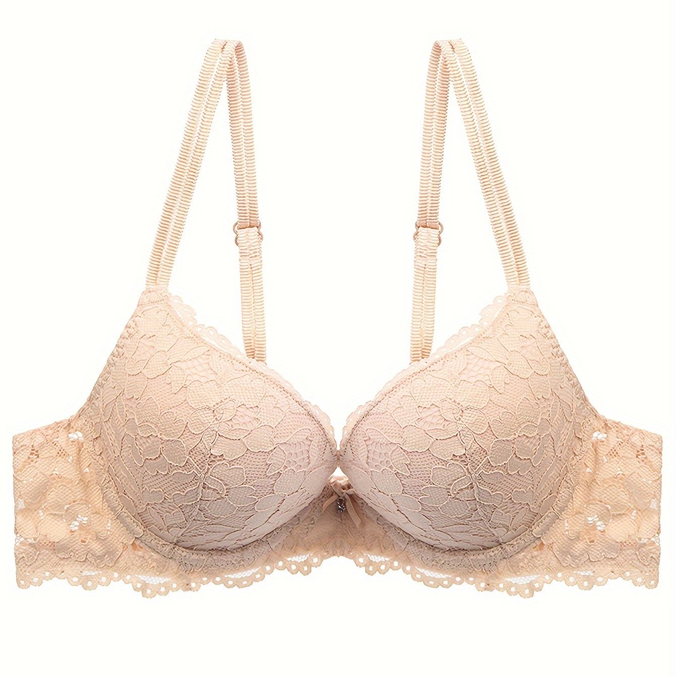 Lace Full Cup Bra | Medium Support, Underwire, Non-Removable Padding, Solid Color