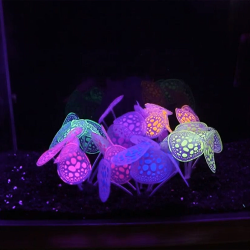 4pcs Glowing Aquarium Plants - Silicone Coral, Mushroom, Sea Anemone & Grass Decorations