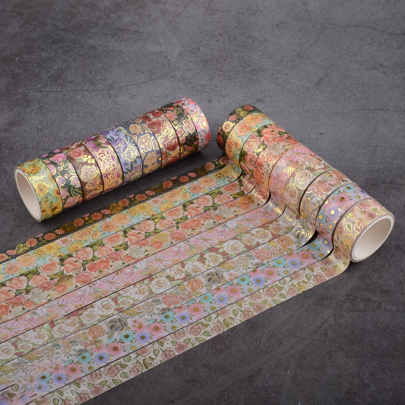 18 Rolls of Vibrant Floral Pattern Washi Tape - Perfect for Crafting, Scrapbooking, and DIY Projects - 3m/118in Long, Non-Waterproof, Easy to Tear and Reusable