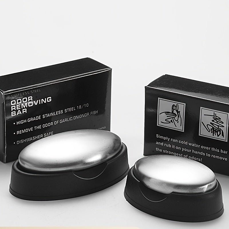1pc, Stainless Steel Soap, Metal Deodorant Soap, Odor Removal Soap, Reusable Odor Remover, Kitchen Odor Absorber Soap, For Eliminating Odor And Smell, Kitchen Supplies, Cleaning Supplies, Cleaning Tool, Christmas Supplies