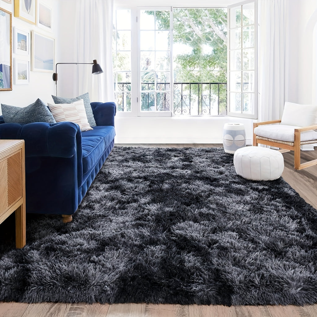 Large Area Rugs For Living Room, Tie-Dyed Shaggy Rug Fluffy Throw Carpets, Ultra Soft Plush Modern Indoor Fuzzy Rugs For Bedroom Home Decor, Tie Dyed-black Gray