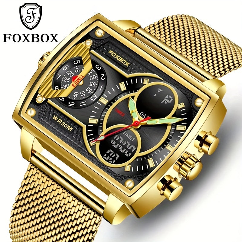LIGE Men Watch FOXBOX Fashion Square Watch Sports Double Display Watch, Ideal Choice For Gifts