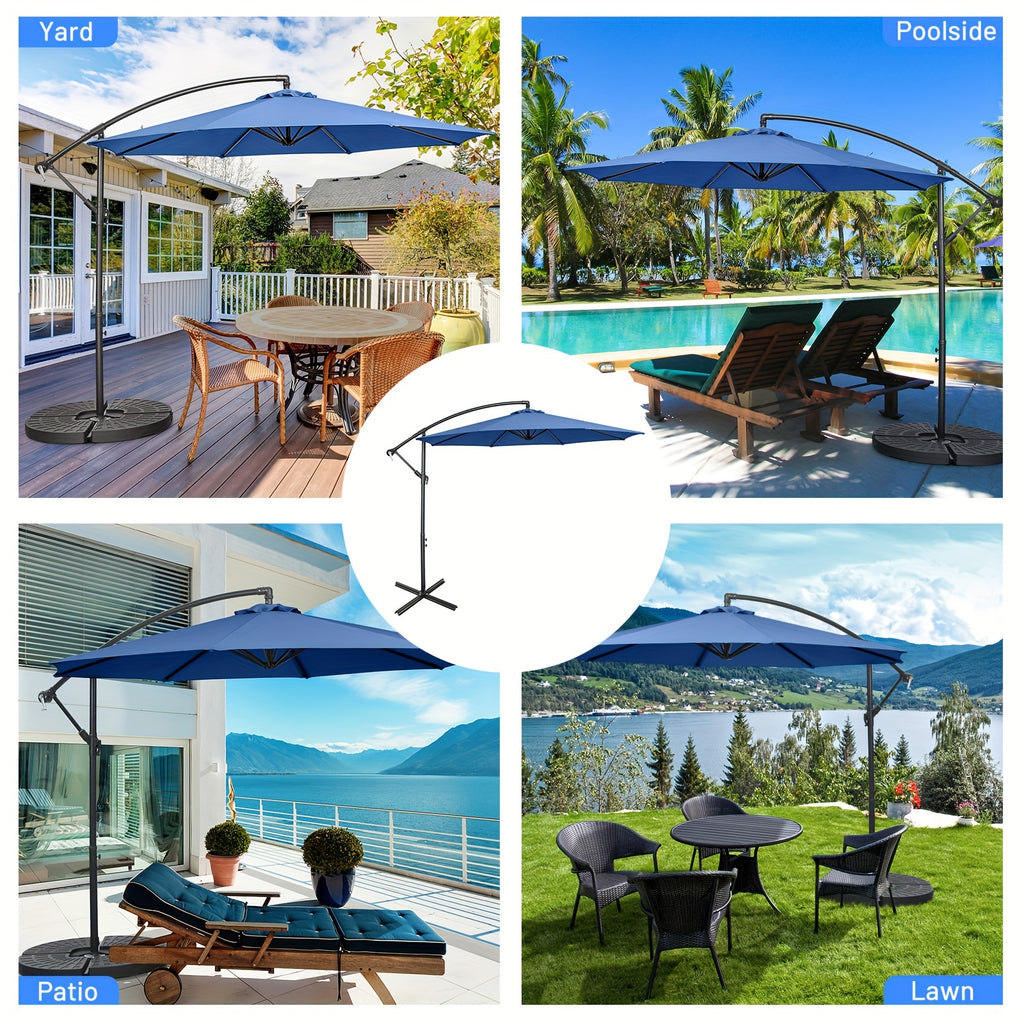 COSTWAY 10 FT Patio Umbrella 8 Ribs Umbrella With Cross Base Stand - Outdoor Patio Garden Shade - For Backyard, Poolside, Beach - Suitable for Families & Entertainers - Perfect Gift for Housewarming