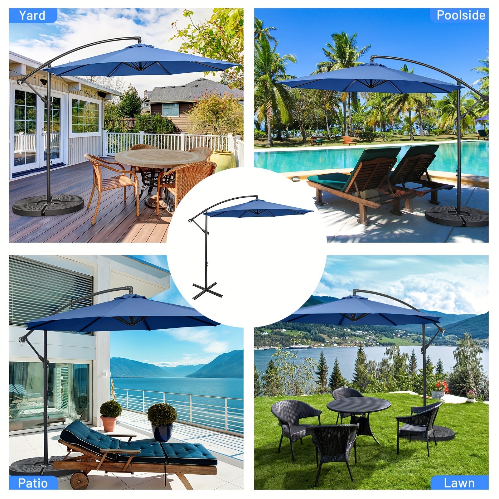 COSTWAY 10 FT Patio Umbrella 8 Ribs Umbrella With Cross Base Stand - Outdoor Patio Garden Shade - For Backyard, Poolside, Beach - Suitable for Families & Entertainers - Perfect Gift for Housewarming