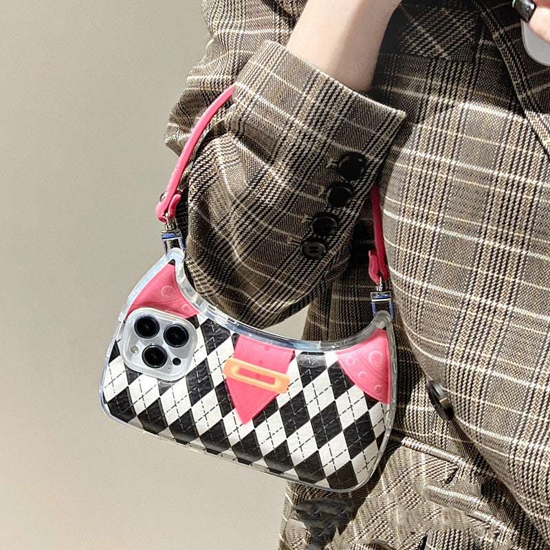 RAMODO Chic Diamond Lattice Handbag iPhone Case