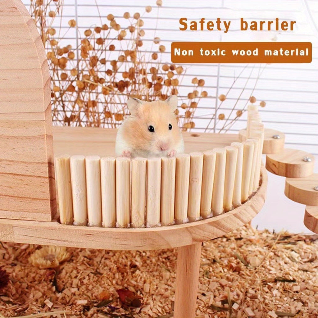 [With Ladders Wooden Hamster Platform] Premium Wooden Hamster Platform With Ladders And Chew Toys - Ideal Climbing Accessories For Hamsters, Mice, Gerbils