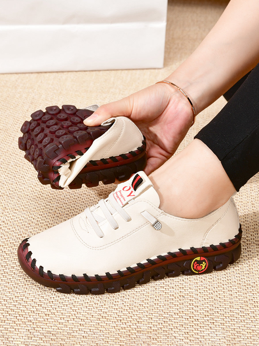 Women's / Round-Toe Flat Shoes with Spoils Accent - Casual Comfortable All-Season Sneakers, PVC Sole & Soft, Breathable for Square Dance, Casual Attire -  Upper (North America/Europe Style)