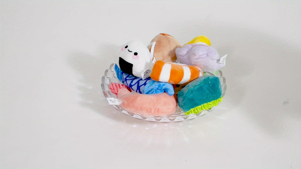 Nocciola 10 PCS Sushi Small Dog Toys to Keep Them Busy, Cute Stuffed PuppyToys with Bag, Puppy Chew Toys for Small to Medium Dog, Plush Dog Squeaky Toy Set, Doggie Birthday Gifts