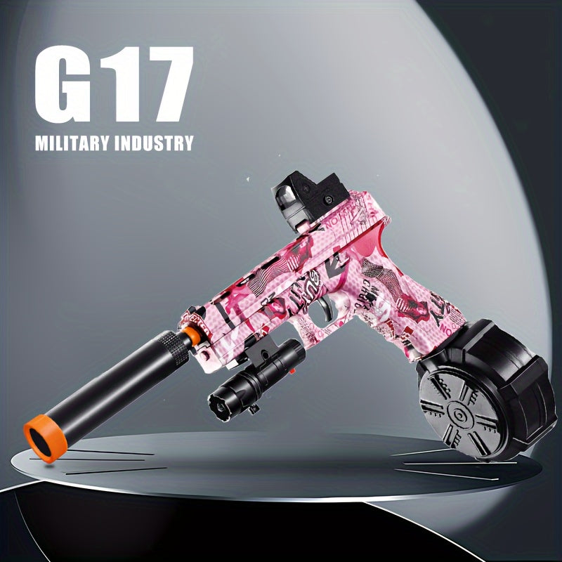 G17 Electric Gel Jet Ball Toy Gun 7.4v High-Speed Continuous Firing Upgrade Highly Assembled Toys, Manual/Auto Dual Mode, Outdoor Fun Team Shooting Activity Game, Christmas Gift, Bullets Not Included