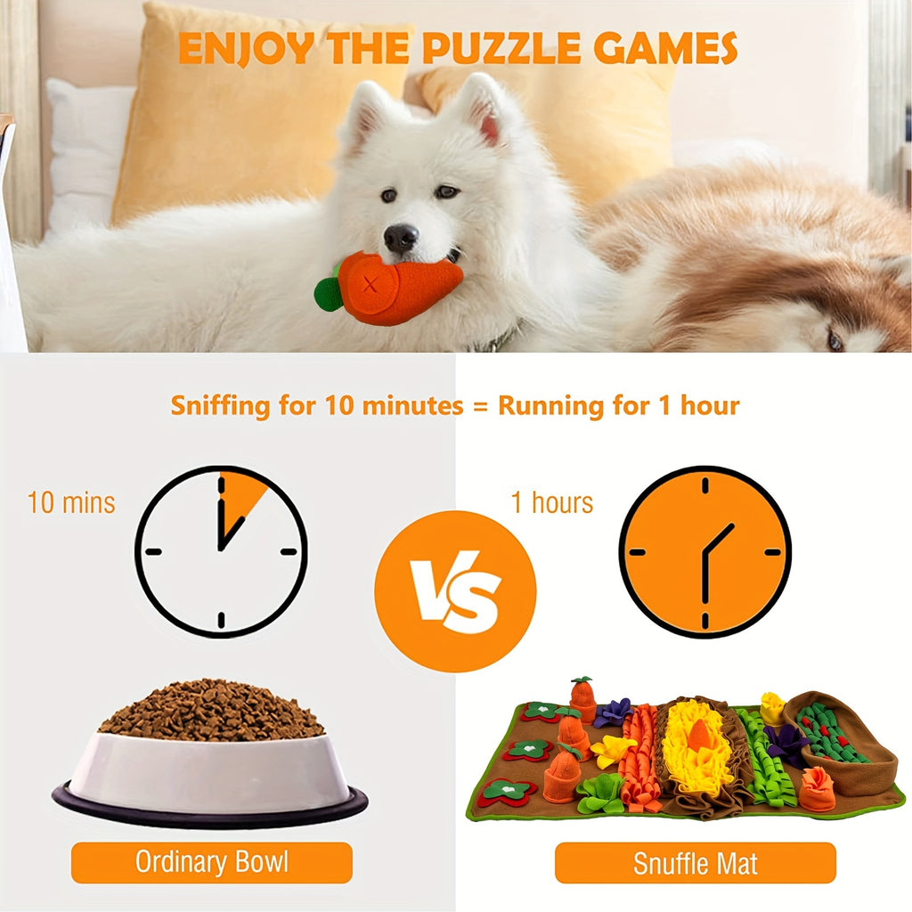 KM-P Interactive Dog Snuffle Mat, Durable Polyester Nosework Blanket, Slow Feeding Mat with Squeaky Toys, Stress Relief Puzzle Feeder for All Dog Breeds, Machine Washable