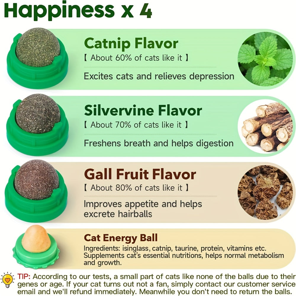 4 Pcs Whisker Delight Catnip Balls - Natural Energy Boosters