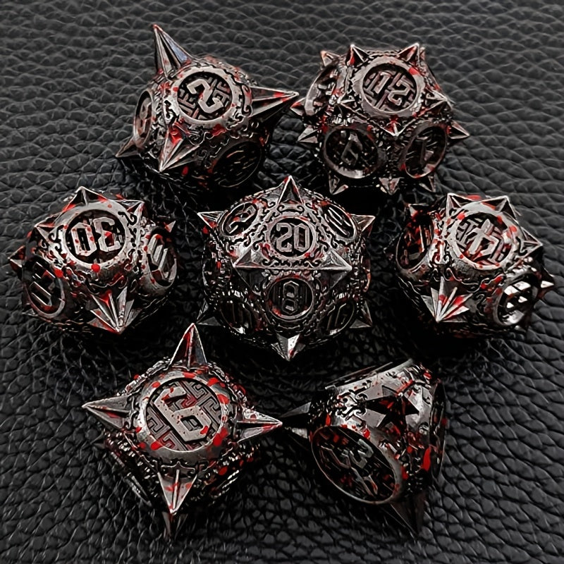 Sharp Metal Meteor Dice Set - Large & Bold Gaming Dice for Dungeons & Dragons - Solid, Weighted, and Aesthetically Pleasing - Complete with D20, D12, D10, D8, D6, D4