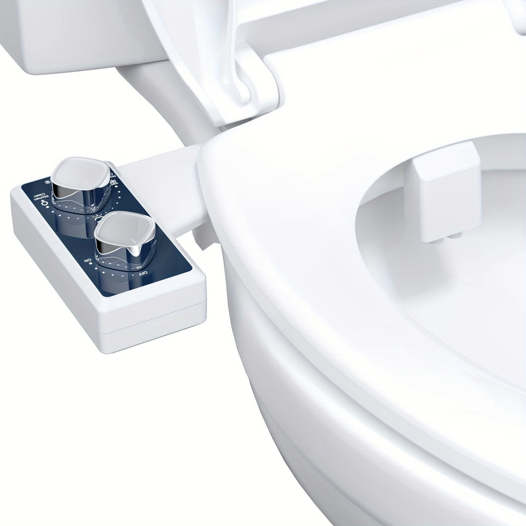 1pc Bidet Attachment For Toilet, Toilet Seat Bidet, Dual Self-Cleaning And Retractable Nozzle, Pressure Control, Non-Electric Attachment For Rear Washing And Sanitizing, Cold Water (Blue)