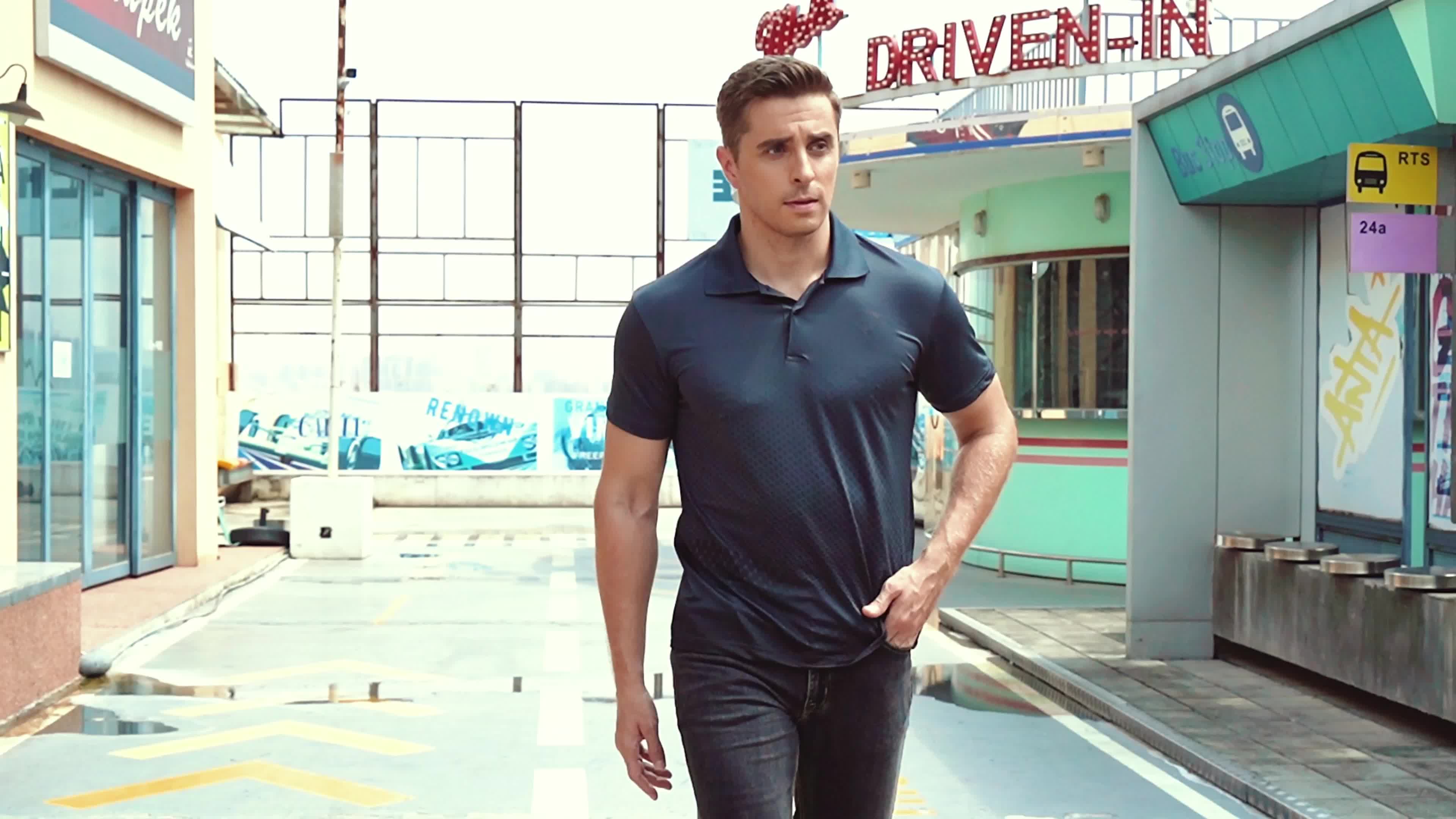 Jeansian Men's Lightweight Breathable Sport Shirt - Vibrant Orange All-Over Dot Print