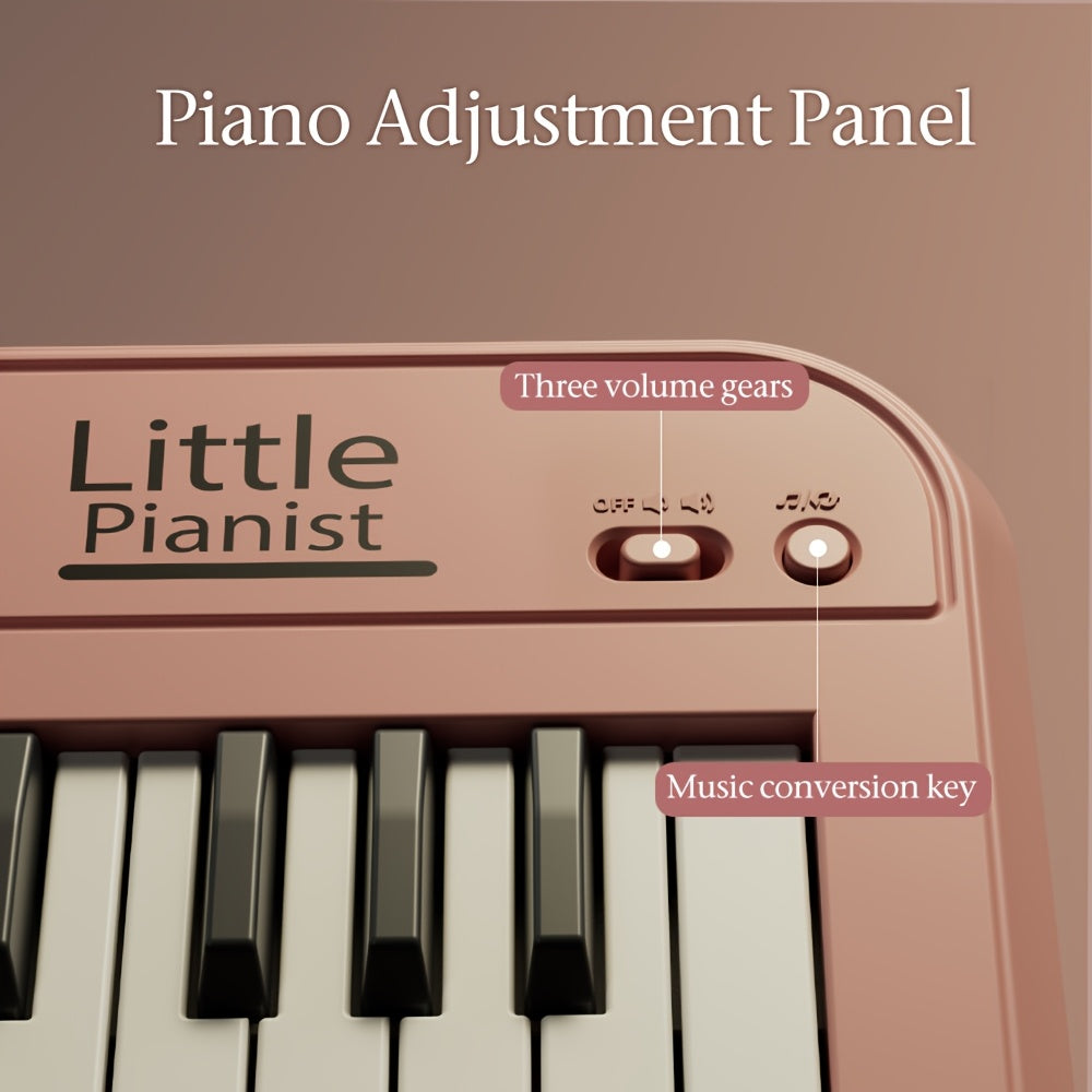 Youngsters Piano Keyboard Toys, 37 Keys Youngsters Piano Music Instruments Toy with Microphone, Pink Blue Piano Multipie Sounds, Stickers, Birthday Gifts for Boys and Girls