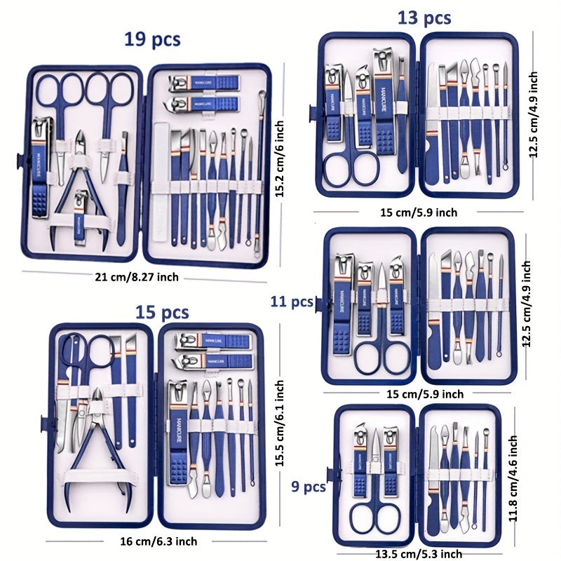 9/11/13/15/19pcs Fashion Nail Clipper Set Premium Manicure Tools for Men and Women, High-End Pedicure Kit