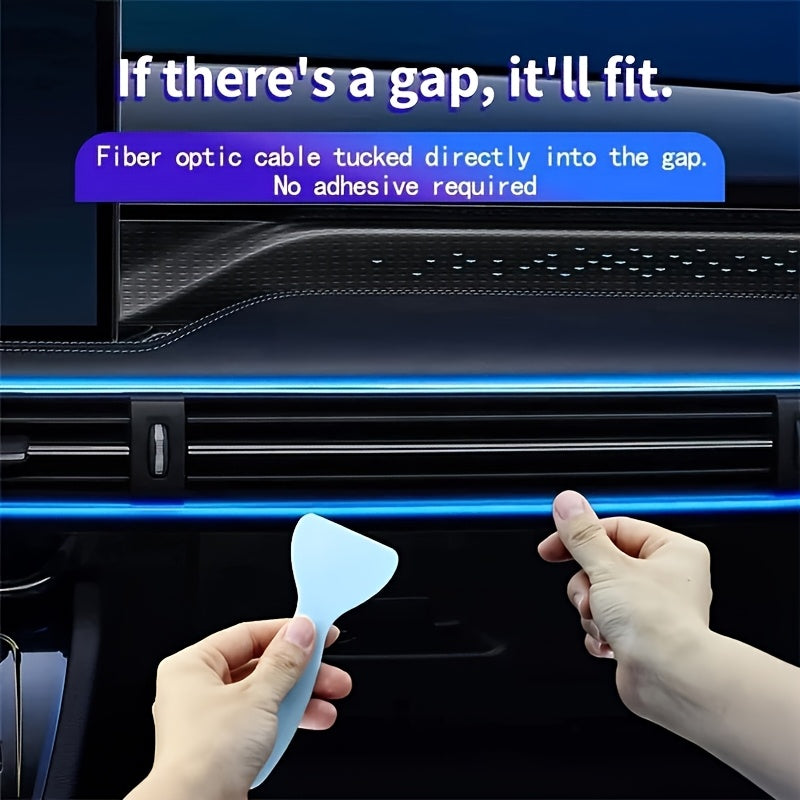 3m/118in Interior Automotive Neon (center Console + Dashboard) With Matching Armrest Storage Box, RGB LED Light Strips For Environmental Application Control, Without Battery