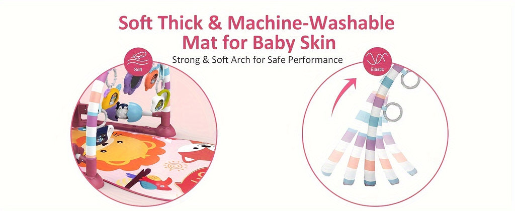 Youngsters Play Mat Youngsters Gym, Funny Play Piano Tummy Time Youngsters Activity Gym Mat with 5 Youngsters Learning Sensory Youngsters Toys, Music And Lights Boy & Girl Gifts for Youngsters Youngsters 0 to 3 6 9 12 Months