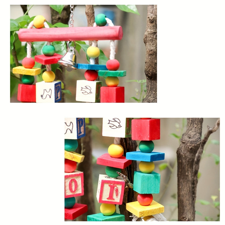 Parrot Toy Chew Grinding Teeth Colorful Wooden Blocks Letter Blocks Small and Medium Parrot Love Bird Toys