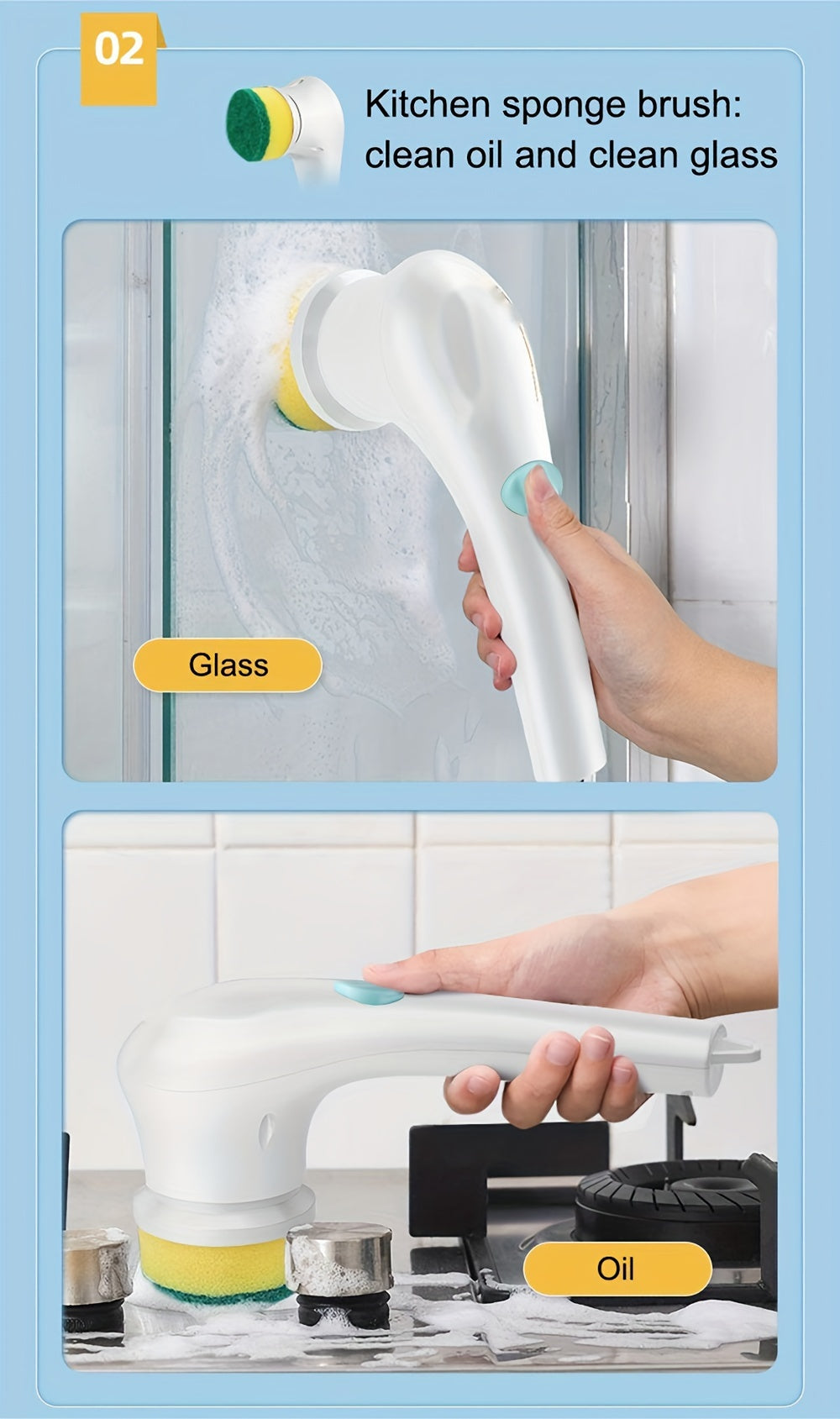 5-in-1 Cordless Electric Spin Scrubber – USB Rechargeable, Versatile Cleaning Brush Set for Home