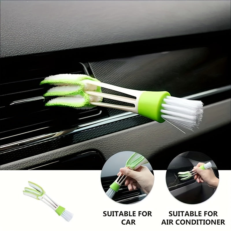 2-in-1 Car Vent Cleaning Brush - Multi-Functional Air Conditioner & Blinds Duster, Detachable and Washable for Door Partitions & Hard-to-Reach Corners
