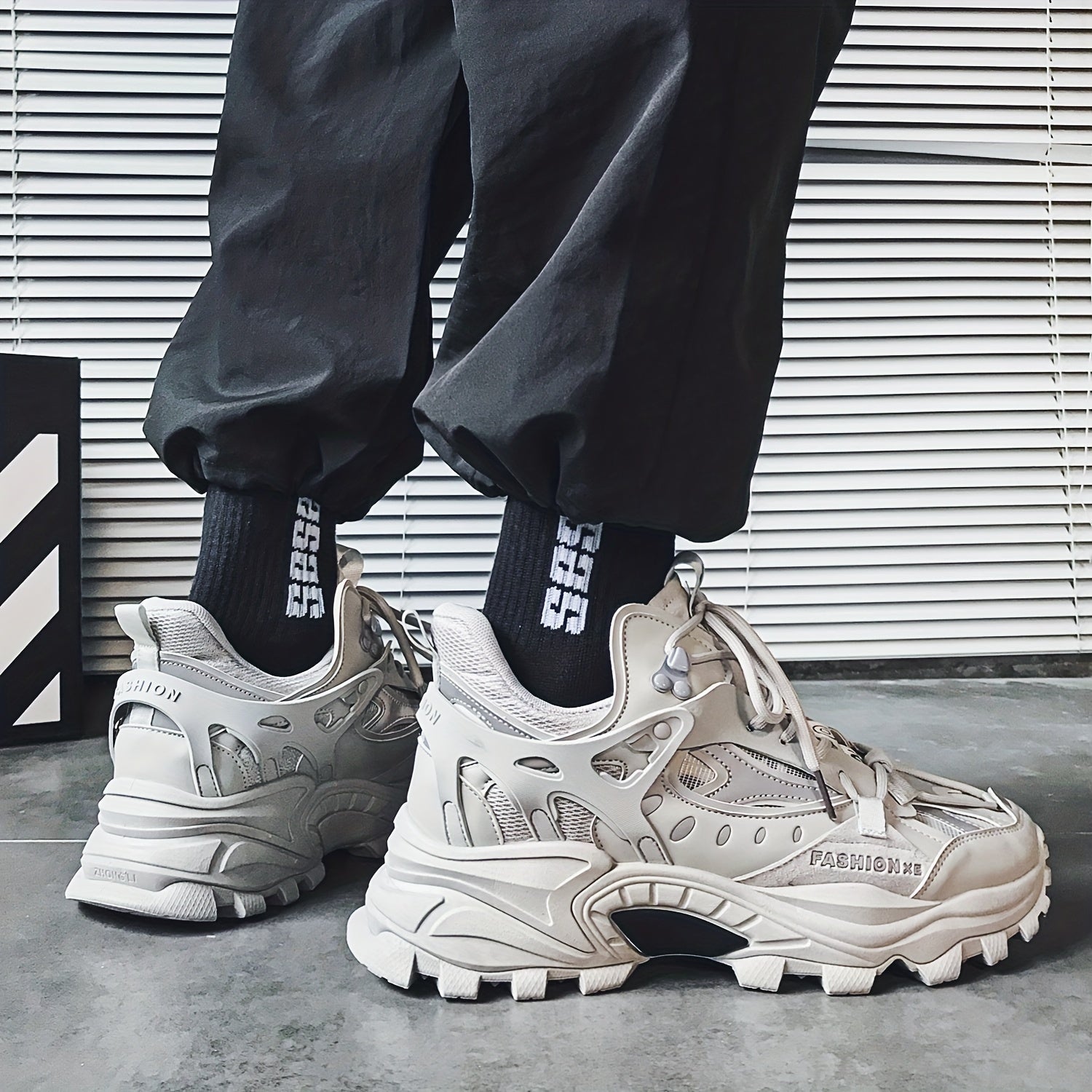 [1 Pair Men'S Cloud Pattern Sneakers] Round Toe Lace-Up  Athletic Sneakers, Sports , Breathable Fabric