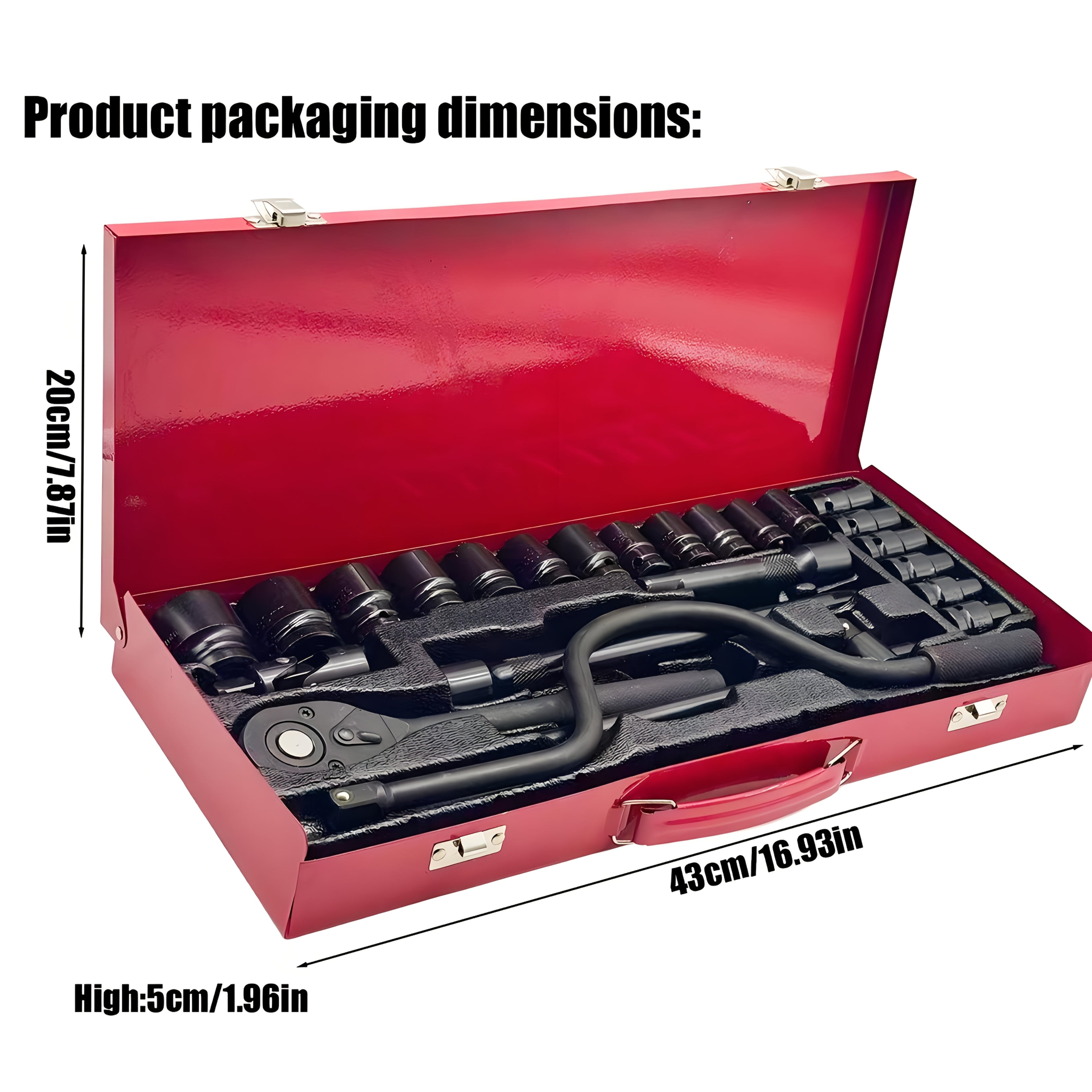 12/24pcs Socket Set, Wrench Set, Ratchet Wrenches Set with CR-V Sockets Metric & Extension Bar for Automotive Repair & Home Use, Ratchet Set with Hard Storage Case