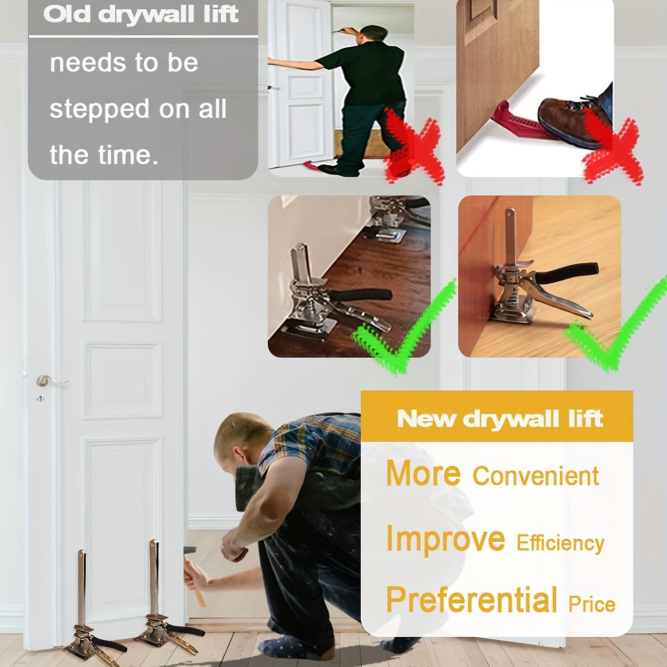 1pc/2pcs Arm Tool Lift Labor Saving Arm, Wall Tile Locator, Multi-Function Height Adjustment Lifting Device, Door Panel Lifting Cabinet Jack Board Lifter, Men's Labor-Saving Tool