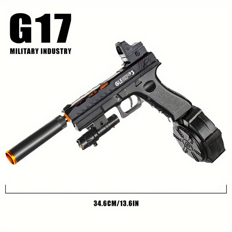 G17 Electric Gel Jet Ball Toy Gun [7.4v High-Speed Continuous Firing Upgrade Model] Highly Assembled Toys, Manual/Automatic Dual Mode, Outdoor Fun Team Shooting Activity Games, Christmas Gifts