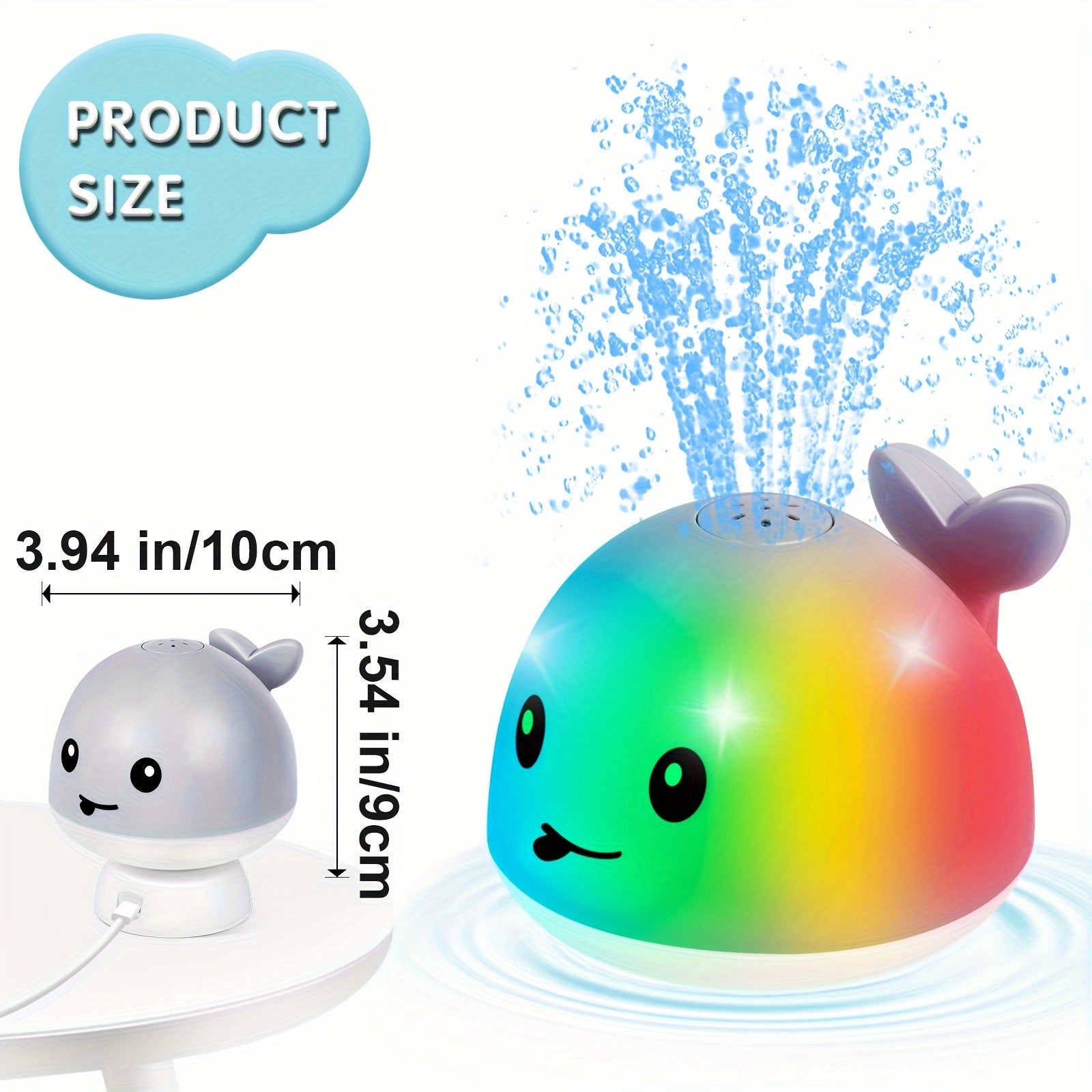 2024 Upgraded Whale Bath Toy With Charging Dock, Gigilli Rechargeable Bath Toys, Light Up Bath Fountain Toy, Spray Water Bathtub Toy Sprinkler For Kids Girls Boys Gifts