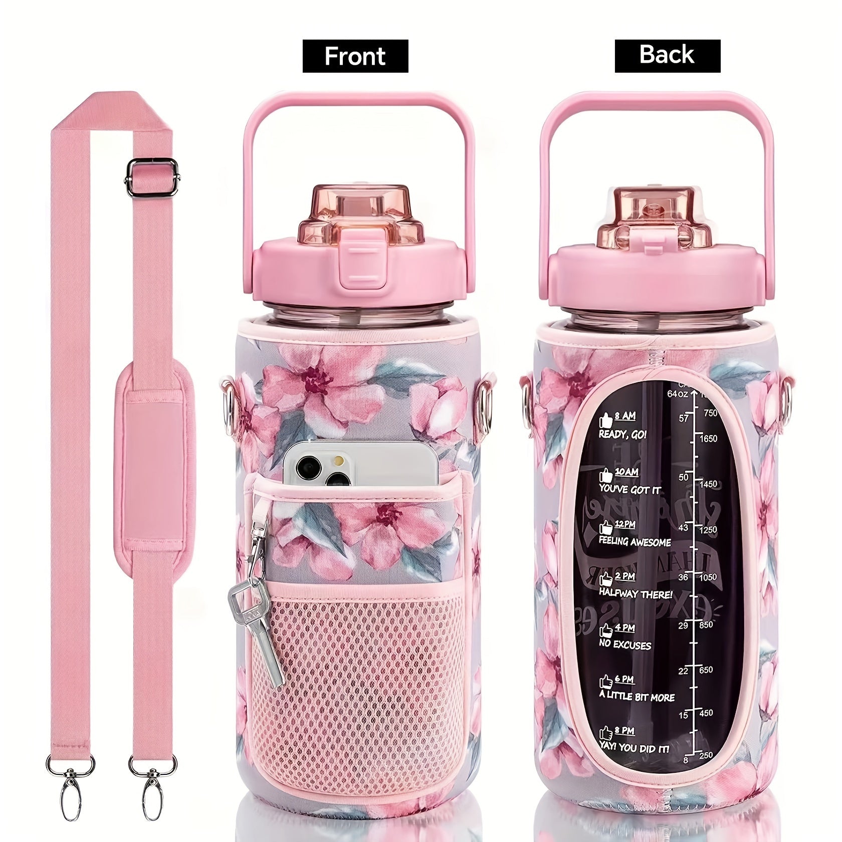 1pc Leakproof Insulated Water Bottle with Straw & Chug Lid - Durable with Storage Sleeve, Easy Carry Handle for All-Day Hydration - Perfect for Sports, Gym & Outdoor Activities