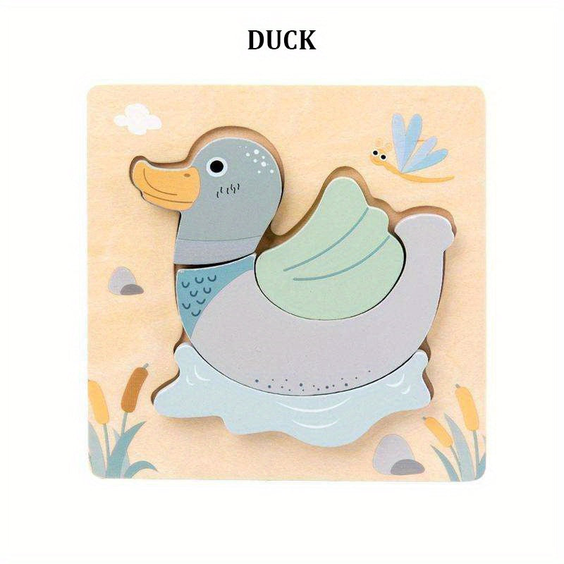 3D Wooden Cartoon Animals Cognitive Puzzles For Kids, Kids With Wooden Toys, Baby Educational Toys Game Christmas, Halloween Gift