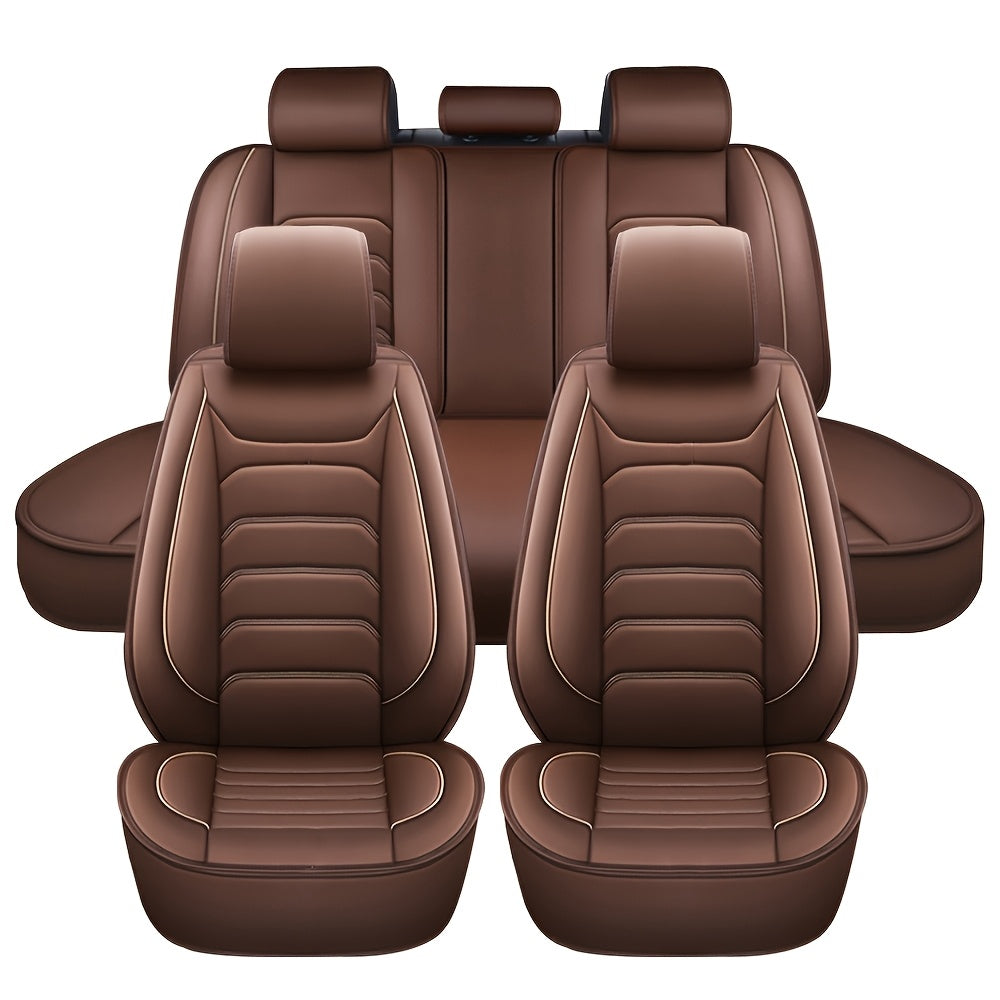 5-Seat Full Set Faux Leather Car Seat Covers - Waterproof All-Weather Protection,