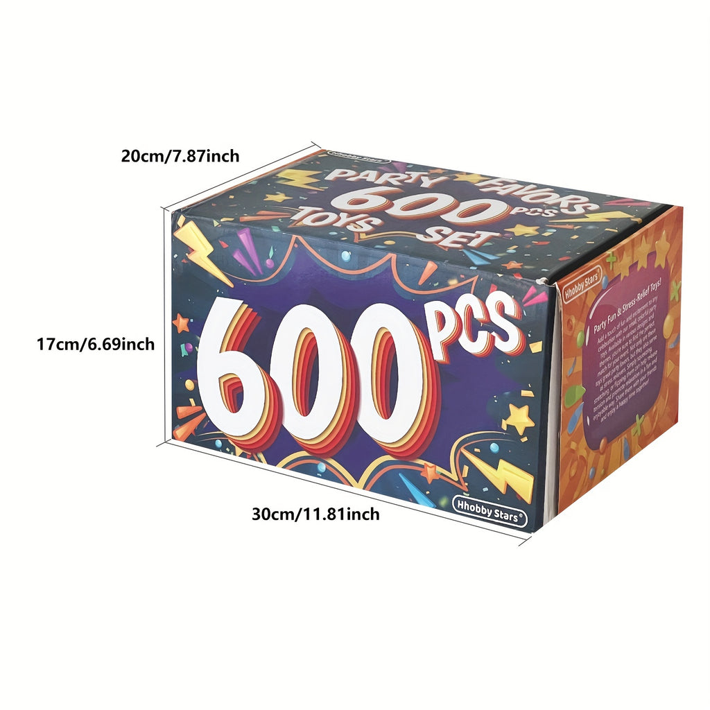 600 PCS Sensory Fidget Party Toys Pack Balls, Rainbow Springs, Wacky Tracks, And More  With Random Colors -