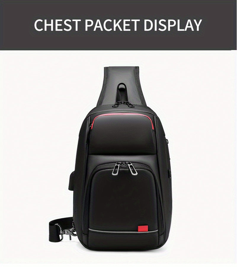 ReSilvery New Men's Chest Bag Business Single Shoulder Bag Large Capacity Crossbody Bag Breathable Casual Sports Bag