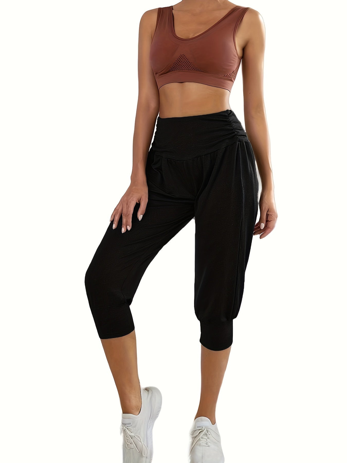 Stylish Women's Capri Pants - Comfortable Solid Loose Fit, Breathable Fabric, Perfect for Yoga, Workout, Sports, and Casual Wear - Summer Activewear Essentials