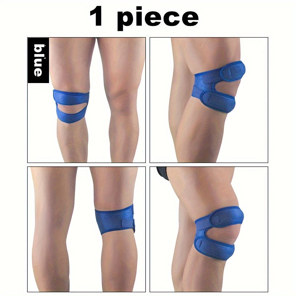 1pc FlexiSupport Elastic Knee Brace, Polyester & Nylon High Stretch Patella Stabilizer, Pull-On Knee Pad for Sports, Cycling, Mountaineering, Basketball, Soccer - Uncharged Knee Support Strap