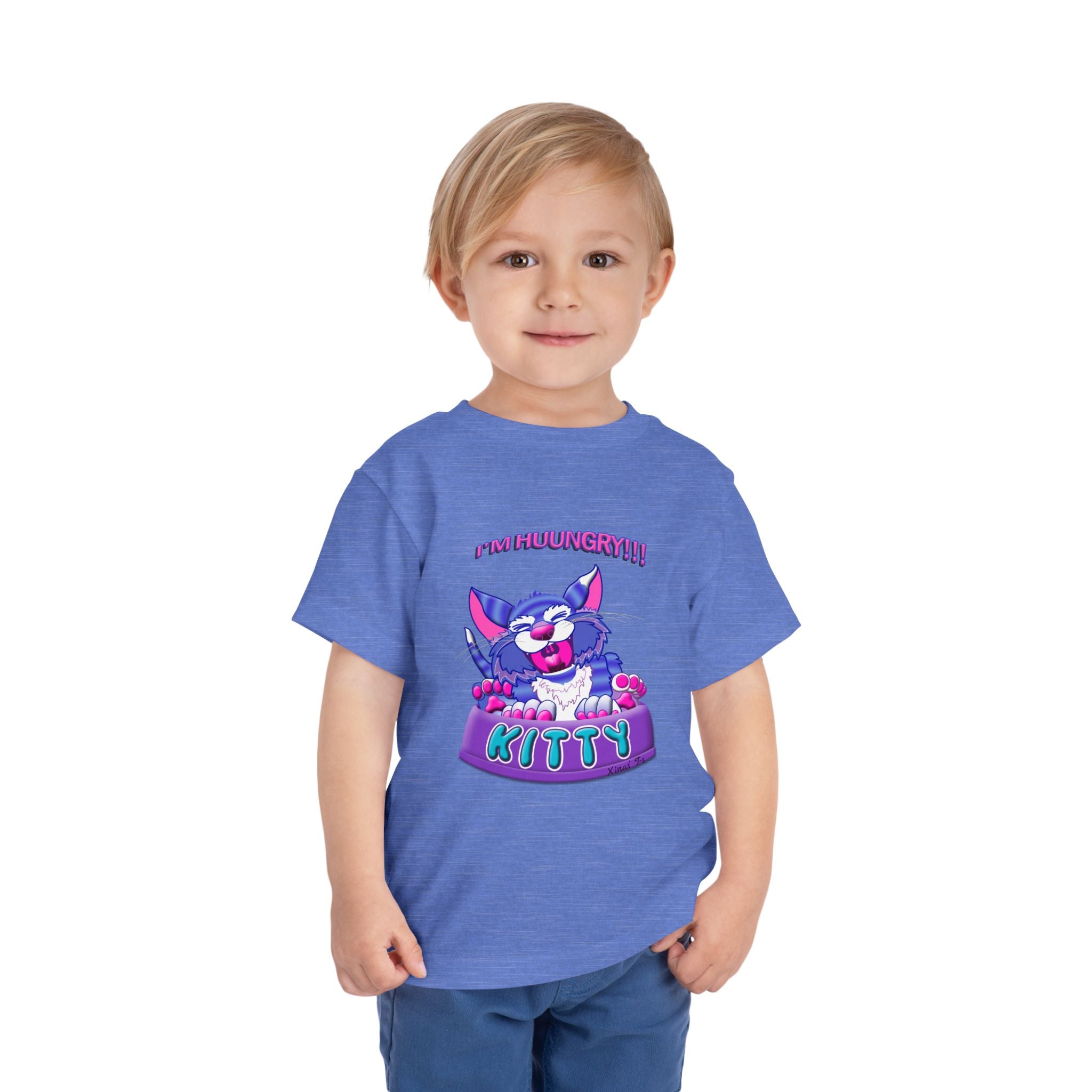 Toddler Tee — Playful 'Hungry Kitty' Cute Cartoon Cat Shirt for Kids