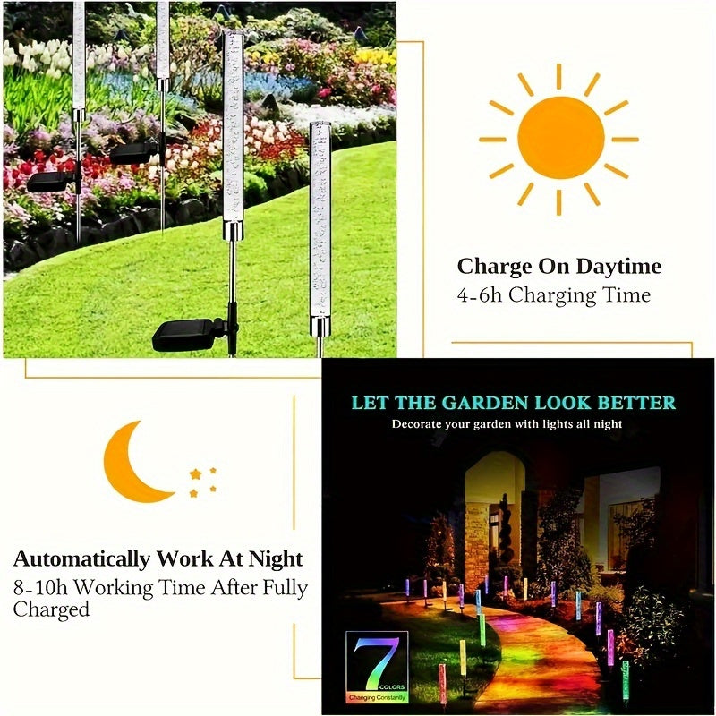 Colorful Solar Reed Bubble Stick Lamp - Lighted Holiday Displays for Courtyard, Park, Lawn, and Garden - RGB Acrylic Insert Landscape Lamp with Vibrant Colors