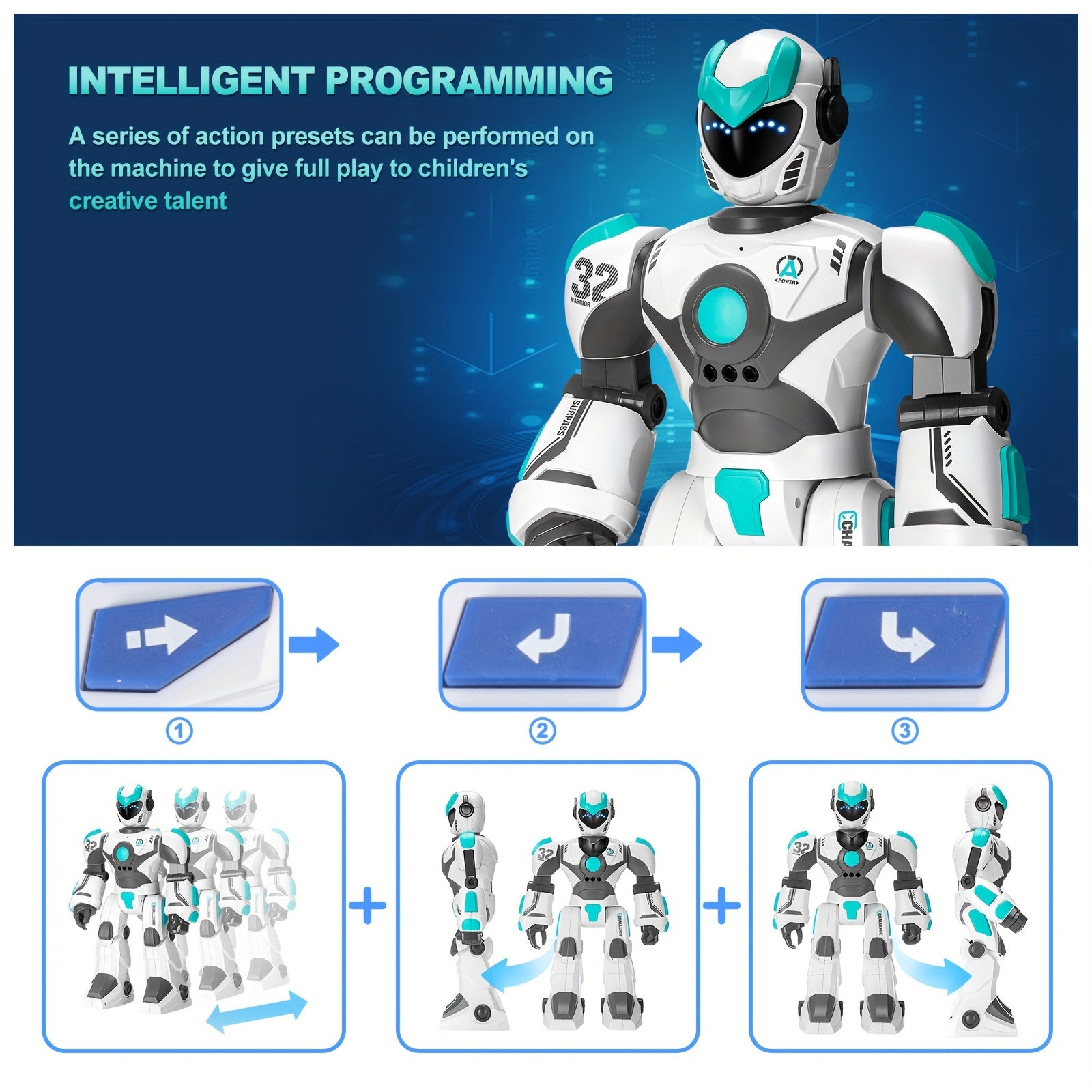 Remote Voice Control Large Robot: 2.4Ghz WiFi Signal Intelligent Programmable Popular Science Story Toys with Gesture Sensing Presents for Kids Christmas Halloween Gift