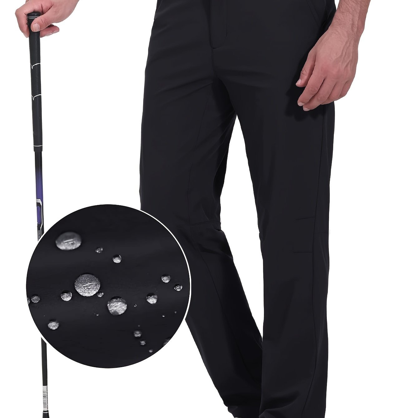 Men's Golf Pants, Men's Solid Waterproof Mid Stretch Lightweight Casual Dress Pants With Pockets, Men's Bottoms For Sports