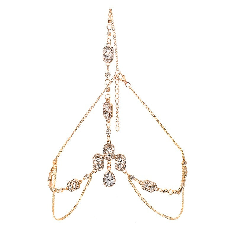 Women Rhinestone Chain Head Piece Head Jewelry Exquisite Elegant Headband Bridal Hair Accessories
