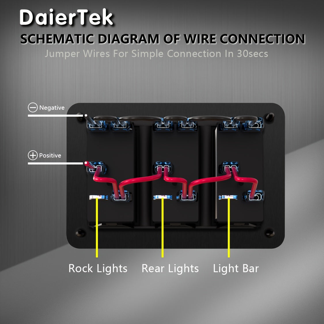 12V 3-Gang Rocker Switch Panel with LED Light Bar Switch -