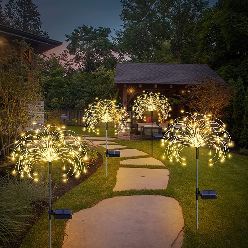 American Independence Day Celebration, Solar LED Fireworks Fairy Lights With 8 Working Modes, For Outdoor Garden Decoration, Yard Parties, Christmas, Weddings, Lawn Pathways