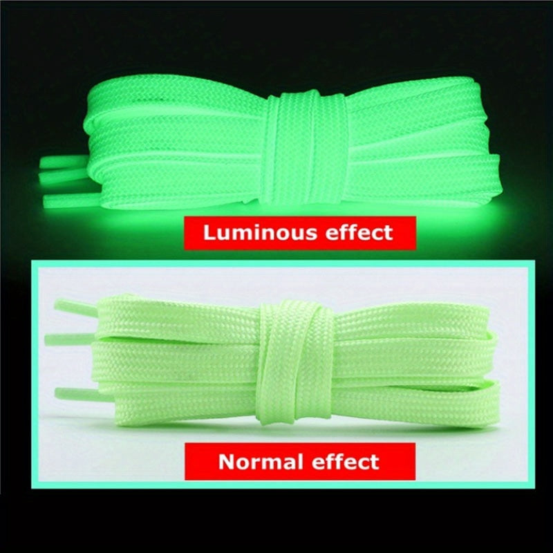 1 Pair Radiant Glow-in-the-Dark Flat Luminous Shoelaces -  Laces for Men and Women Couples Matching Accessory
