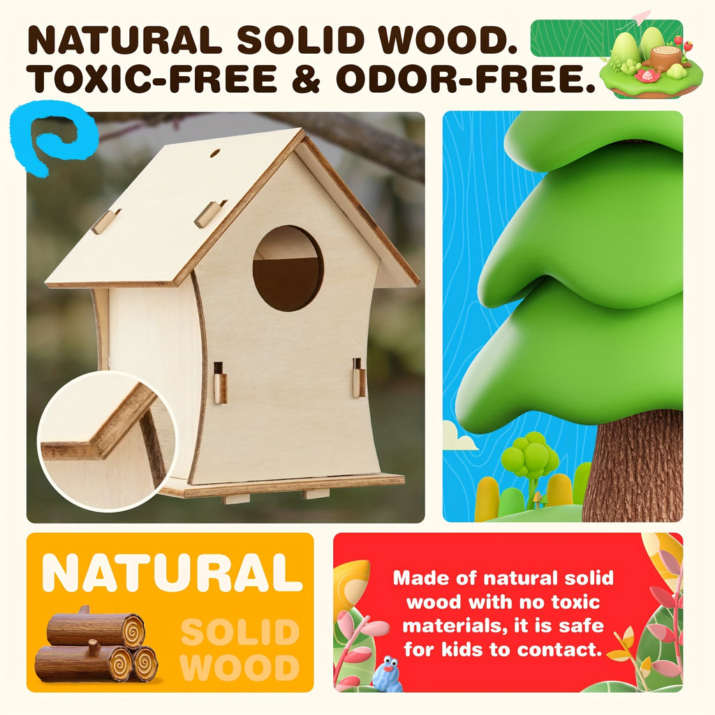 Bird House Crafts, DIY Birdhouse Kit For Children To Builld, Painting Puzzle Wooden Assembly, Art Craft Wooden Toys Craft Projects With Pain & Brushes For Kids Ages 5-8 8-12, Halloween Christmas Gifts