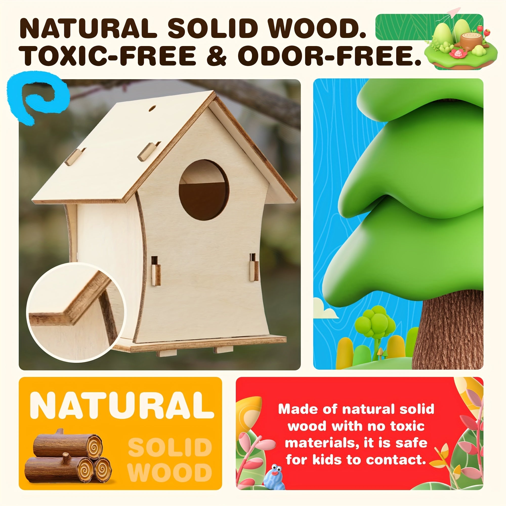 Bird House Crafts, DIY Birdhouse Kit For Children To Builld, Painting Puzzle Wooden Assembly, Art Craft Wooden Toys Craft Projects With Pain & Brushes For Kids Ages 5-8 8-12, Halloween Christmas Gifts