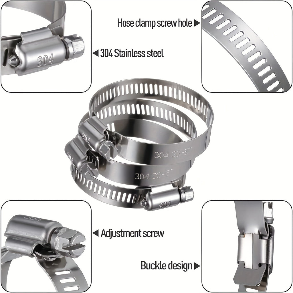 25pcs Heavy-Duty 304 Stainless Steel Hose Clamp Assortment Kit