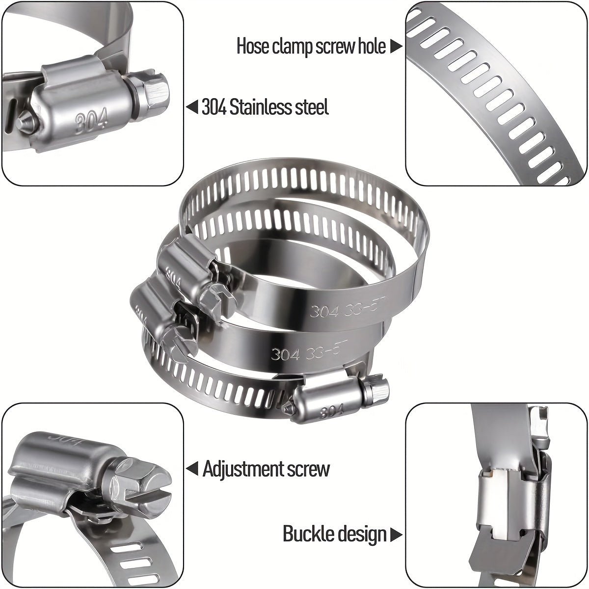 25pcs Heavy-Duty 304 Stainless Steel Hose Clamp Assortment Kit